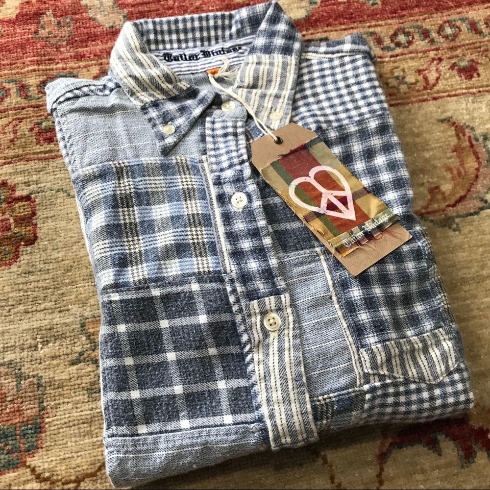 Tailor vintage blue patch work casual shirt
